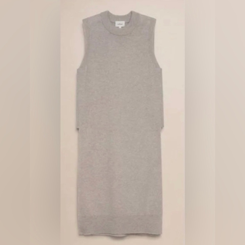 Wilfred Aritzia Rubel Wool Cashmere Blend Sleeveless Tunic Grey Cream Size S